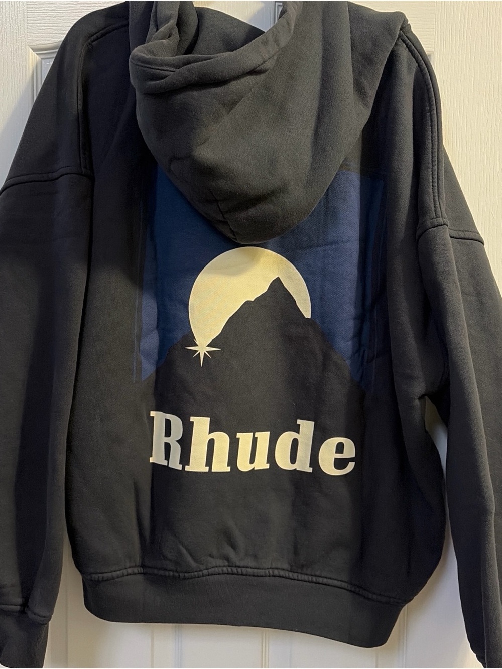 Rhude Black Graphic Hoodie with Mountain Moon Print NWOT